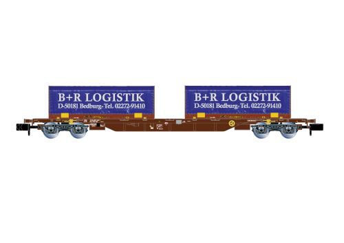 Arnold HN6658 4-achsiger Containertragwagen mit 2x blau/rot 22 coil Container B+R LOGISTIK Bedburg